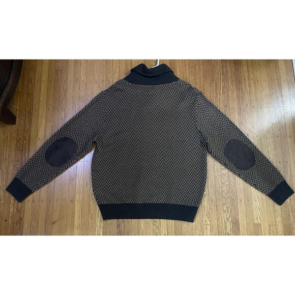 Men’s Orvis Part Cashmere Pullover Sweater Black & Tan Chevron Print-Soft - XL - Picture 2 of 3